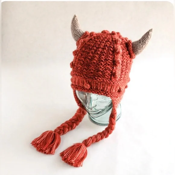 NWT ANDES GIFTS IMPORTED HAND KNITTED, REAL 🦙 FUR VIKING BEANIE! IN GRAY 4 KIDS - Picture 3 of 8